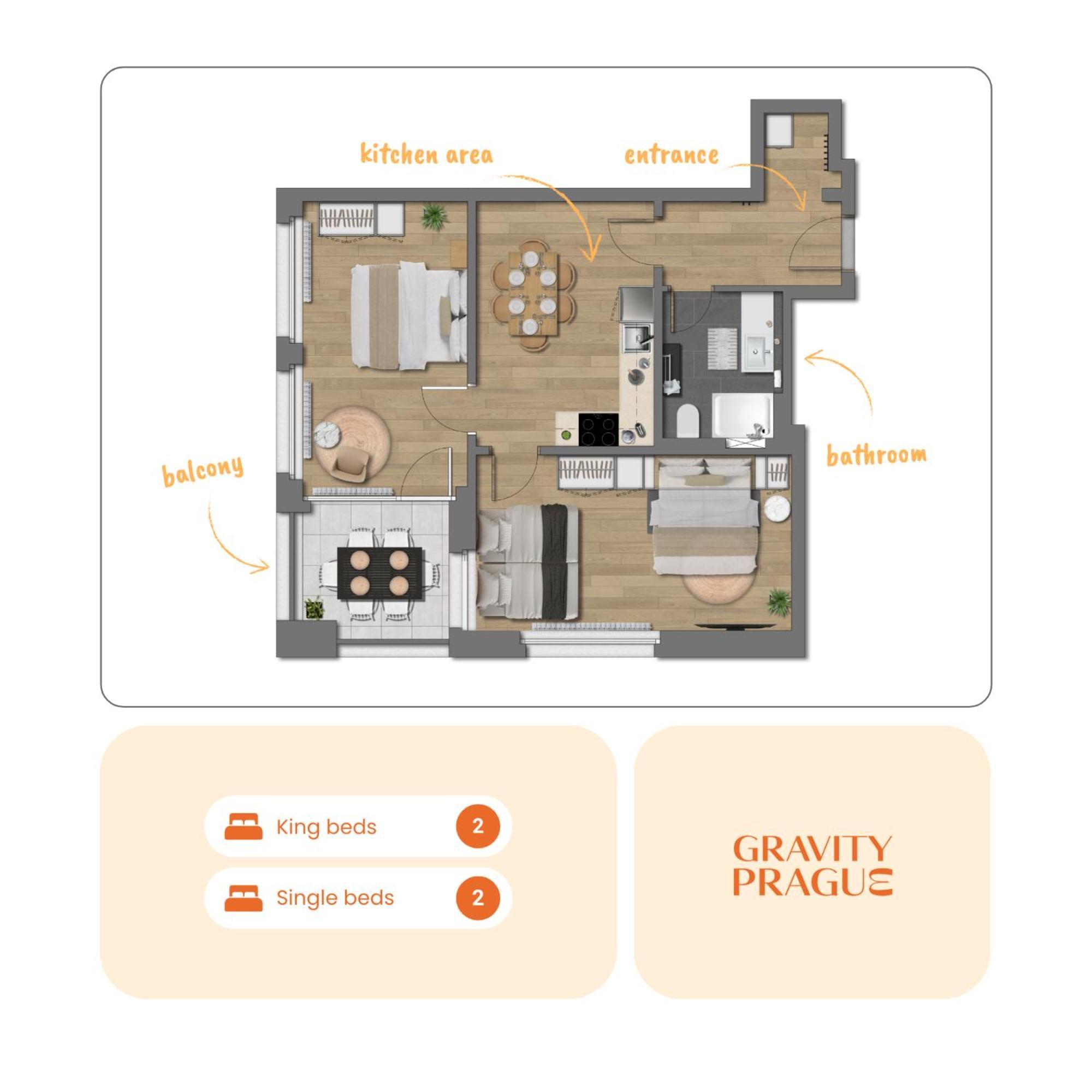 Apartmán Bright 2Br - 8Th Floor, Balcony, Free Parking - By Gravity Praha Exteriér fotografie